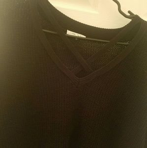 Strappy neck hi lo sweater